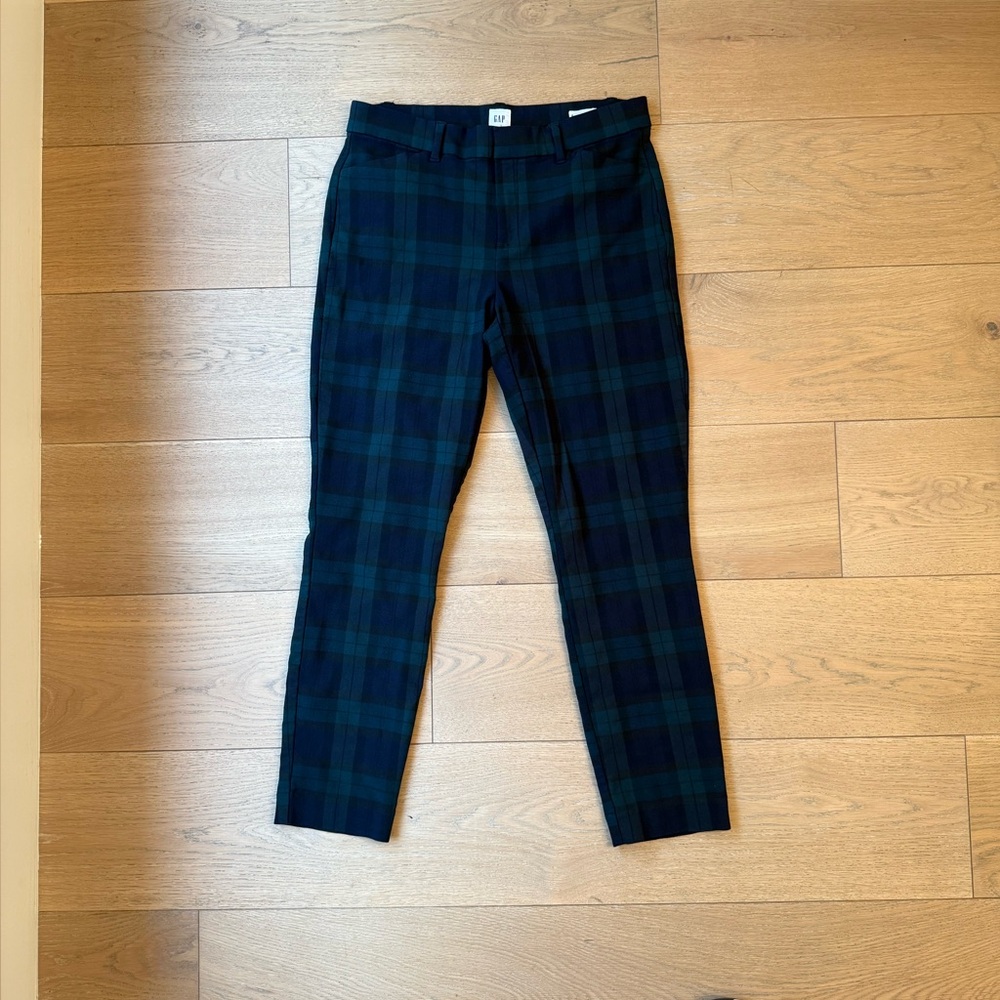 Gap blue plaid ankle pencil pants